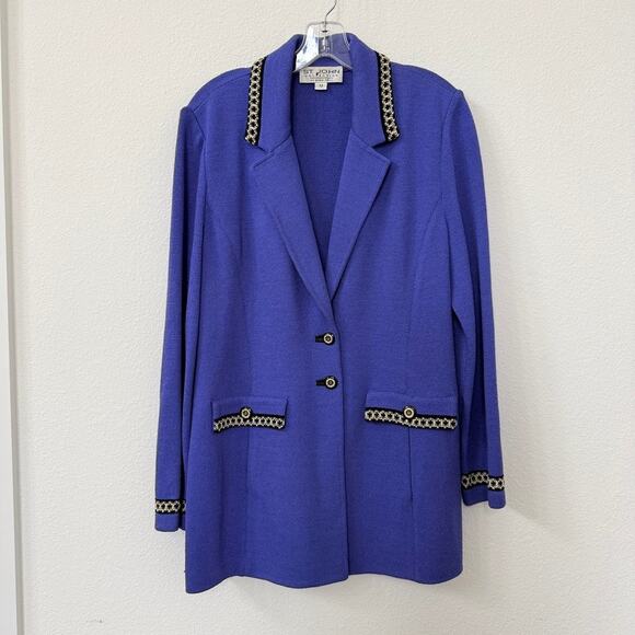 St. John Dresses & Skirts - ST. JOHN Collection Knit Skirt Suit Purple Black Trim Designer Luxury Size 12